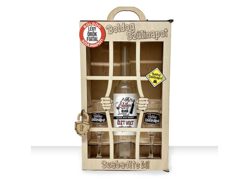 Börtönös Pálinkás Italos Szett Grappás Pohárral Születésnapi Ajándék - Az Életben Nem Az Évek Száma Számít felirattal Fa Díszdobozban