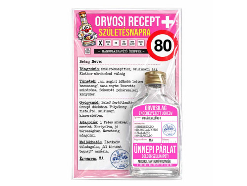 Vicces Orvosi Recept + Laposüveg – 80. Születésnapra - Vicces 80. Szülinapi Ajándék