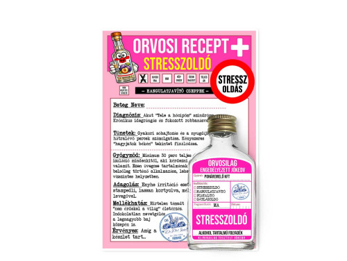 Vicces Orvosi Recept + Laposüveg – Stresszoldó - Vicces Ajándék Kollégának