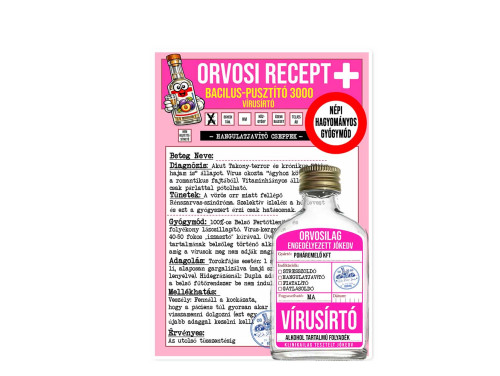 Vicces Orvosi Recept + Laposüveg – Vírusírtó - Vicces Ajándék Férfiaknak