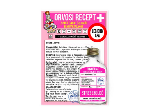 Vicces Orvosi Recept + Laposüveg – Legjobb Apa - Vicces Ajándék Apáknak