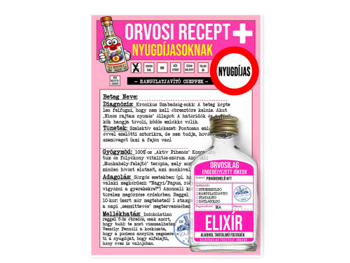 Vicces Orvosi Recept + Laposüveg – Nyugdíjasoknak - Vicces Ajándék Nyugdíjasoknak