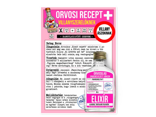 Vicces Orvosi Recept + Laposüveg – Villanyszerelőknek - Vicces Ajándék Villanyszerelőknek