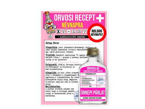 Vicces Orvosi Recept + Laposüveg – Névnapra - Vicces Ajándék Névnapra