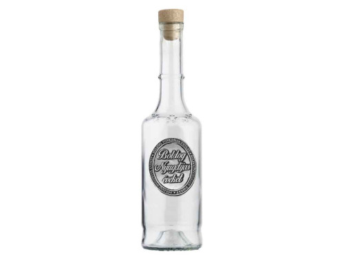 Ovális Fémcímkés Pálinkás Üveg 0,5 l - Boldog Nyugdíjas éveket - Ajándék Nyugdíjasoknak, Nyugdíjba vonulásra