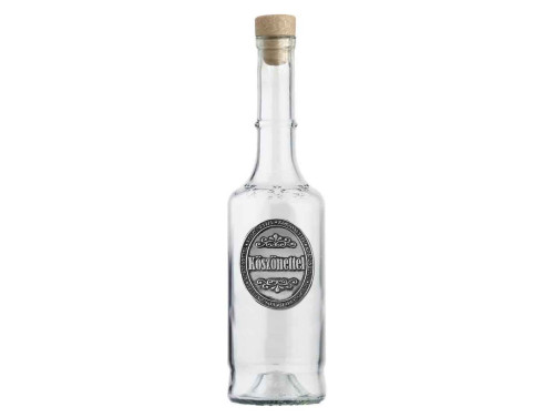 Ovális Fémcímkés Pálinkás Üveg 0,3 l - Köszönettel - Ajándék Ötletek