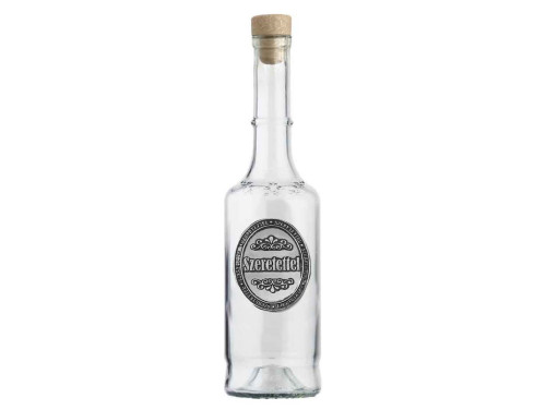 Ovális Fémcímkés Pálinkás Üveg 0,3 l - Szeretettel - Ajándék Ötletek