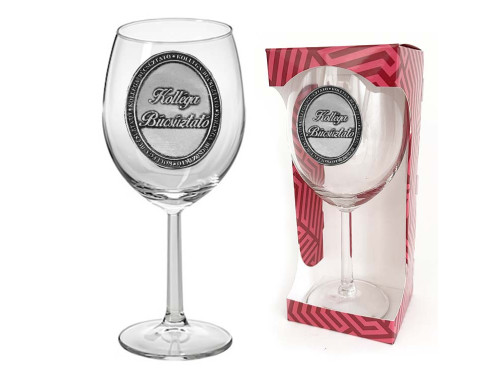 Ovális Fémcímkés Borospohár - Kolléga Búcsúztató - feliratú borospohár - Kolléga búcsúztató Ajándék