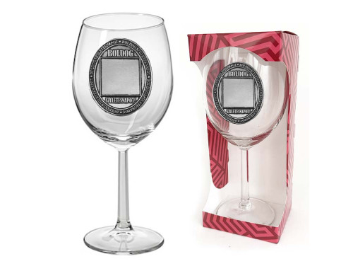 Ovális Fémcímkés Borospohár - Boldog Születésnapot! - feliratú borospohár - Egyedi Számmal Rendelhető Születésnapi Ajándék