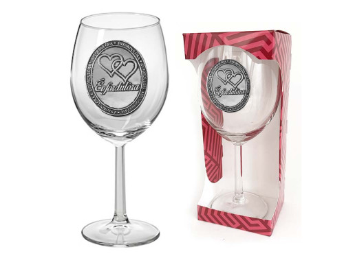 Ovális Fémcímkés Borospohár - Évfordulóra feliratú borospohár - Ajándék Pároknak Évfordulóra - Ajándék Házassági Évfordulóra