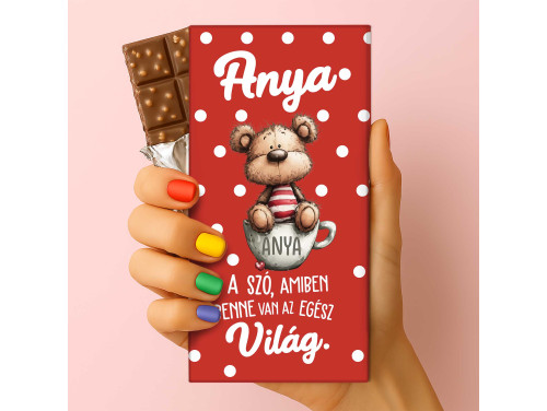 Csoda Csoki - Anyák napi feliratos csokoládé - „Anya, a szó, amiben benne van...” (75g-os tejtábla) - Anyák Napi Ajándék Anyáknak