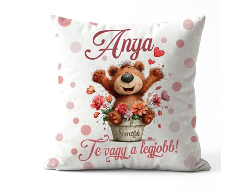 (NNP214) Nagy Négyzet Plüss Párna 45 x45 cm - „Anya, Te vagy a legjobb!” - Anyák Napi Ajándék Anyáknak