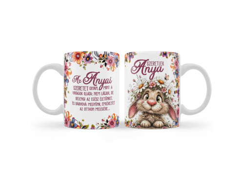 Ajándék Anyának, Bögre: „Szeretlek Anya, virágok illata” felirattal - Anyák Napi Ajándék