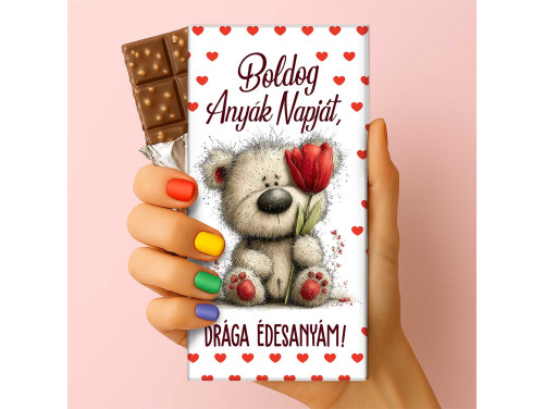 Csoda Csoki - Anyák napi feliratos csokoládé - „Boldog Anyák Napját” (75g-os tejtábla) - Anyák Napi Ajándék Anyáknak