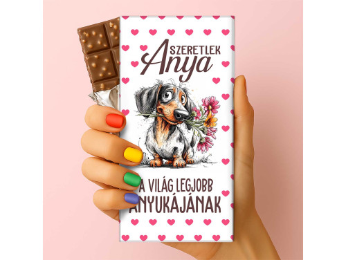Csoda Csoki - Anyák napi feliratos csokoládé - „Szeretlek Anya A Világ Legjobb Anyukája” (75g-os tejtábla) - Anyák Napi Ajándék Anyáknak