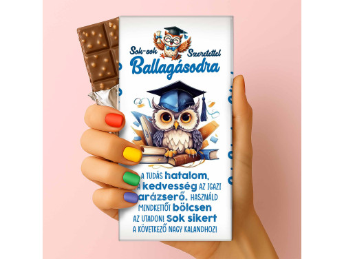 Csoda Csoki - Ballagási feliratos csokoládé - „Sok-Sok Szeretettel Ballagásodra” (75g-os tejtábla) - Ballagási Ajándék