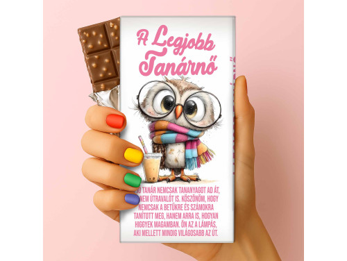 Csoda Csoki - Ballagási feliratos csokoládé - „A Legjobb Tanárnő” (75g-os tejtábla) - Ballagási Ajándék Tanárnőknek