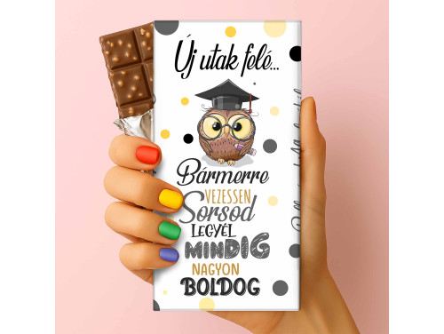 Csoda Csoki - Ballagási feliratos csokoládé - „Új utak felé” (75g-os tejtábla) - Ballagási Ajándék