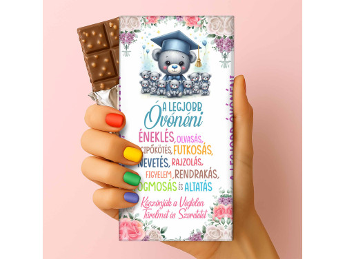 Csoda Csoki - Ballagási feliratos csokoládé - „Legjobb Óvónéni” (75g-os tejtábla) - Ballagási Ajándék Óvónőnek