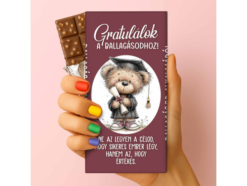 Csoda Csoki - Ballagási feliratos csokoládé - „Gratulálok a Ballagásodhoz” (75g-os tejtábla) - Ballagási Ajándék