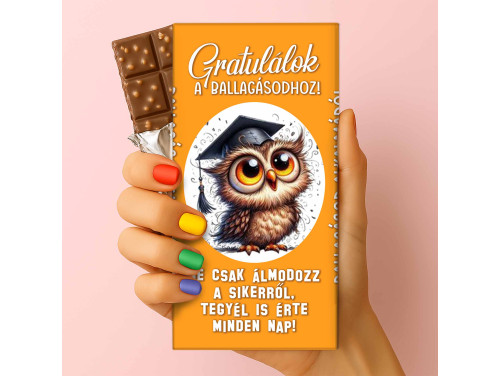 Csoda Csoki - Ballagási feliratos csokoládé - „Gratulálok a Ballagásodhoz, Ne Csak Álmodozz” (75g-os tejtábla) - Ballagási Ajándék