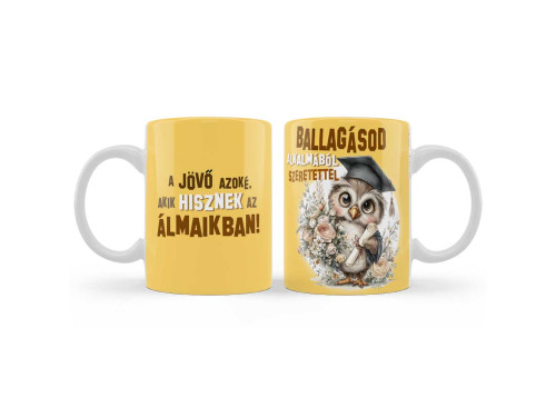 Ballagási Bögre: „Ballagásod alkalmára szeretettel A Jövő Azoké” felirattal - Ballagási Ajándék