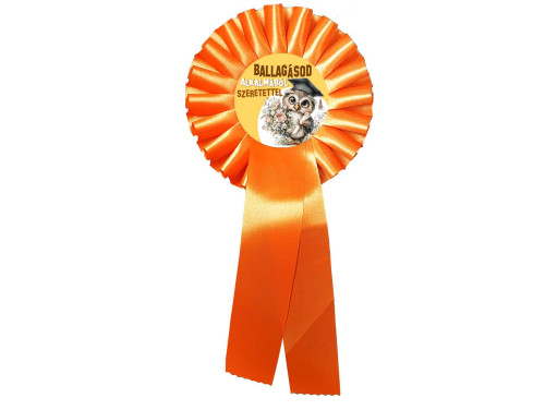 (D093) Ballagási Kitűtő, Díjszalag 11,3 cm x 26 cm - Ballagásod alkalmára szeretettel Baglyos – Ballagási Ajándék