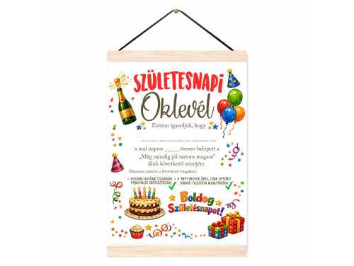 Oklevél - Születésnapi Oklevél - Írható Oklevél , Születésnapi Ajándék