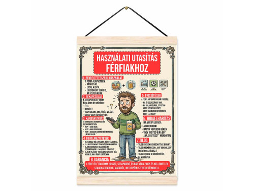 Oklevél - Használati Utasítás Férfiakhoz - Vicces Ajándék Férfiaknak, Nőknek