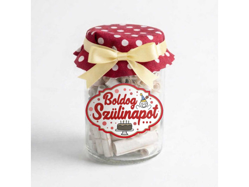 Kívánság Befőtt Születésnapra - Boldog Szülinapot felirattal Piros -  Születésnapi Ajándék