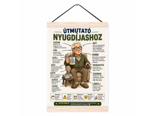 Oklevél - Útmutató Nyugdíjashoz férfi - Vicces Ajándék Nyugdíjba Vonulásra