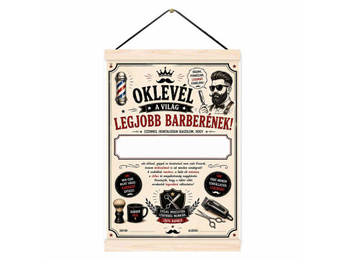 Oklevél A Világ Legjobb Barberének - Ajándék Barbernek, Férfi Fodrásznak