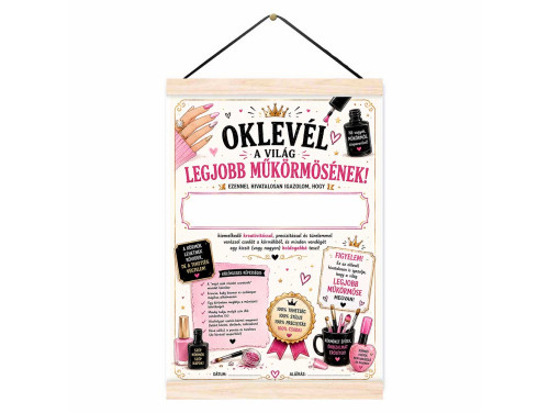 Oklevél A Világ Legjobb Műkörmösének - Ajándék Műkörmösnek