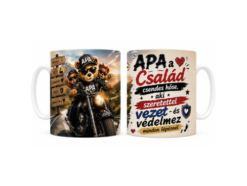 (B1418) Bögre Apáknak - Apa a Család csendes hőse - Apák Napi Ajándék Apukáknak