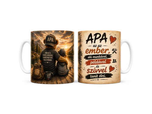 (B1420) Bögre Apáknak - Apa az az ember - Apák Napi Ajándék Apukáknak