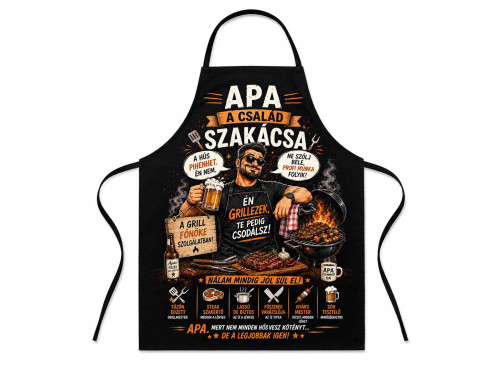 (TK078) Vicces kötény - Apa a család szakácsa - Apáknak Ajándék