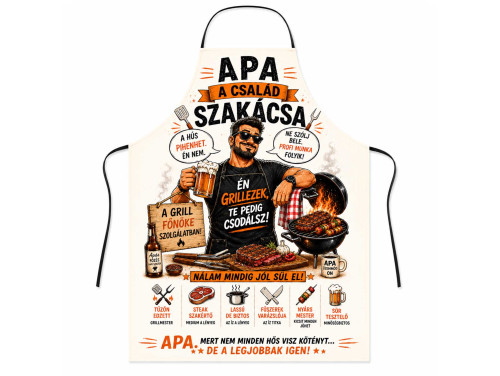 (TK078) Vicces kötény - Apa a család szakácsa - Apáknak Ajándék