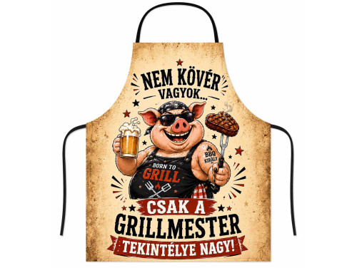 (TK083) Vicces kötény - Nem Kövér Vagyok Csak a Grillmester Tekintélye Nagy - Grillmester Kötény