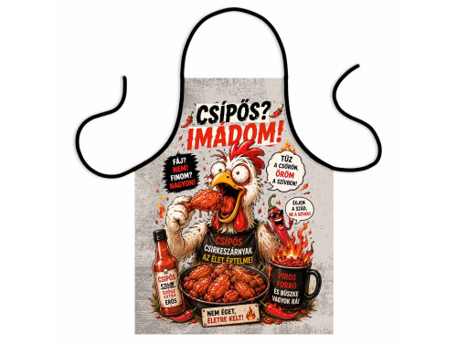 (TK086) Vicces kötény - Csípős? Imádom - Chillis Grillmester Kötény