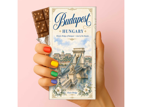 Csoda Csoki - Budapest csoki – Budapest Chain Bridge csoki – Lánchíd mintás budapesti szuvenír csokoládé
