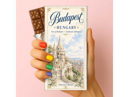 Csoda Csoki - Budapest csoki – Budapest Fisherman's Bastion csoki – Halászbástya mintás budapesti szuvenír csokoládé