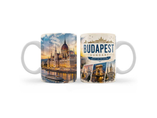 (B1422) Budapest Bögre - Beauty on the Danube Magyar Szuvenír - Magyaros Ajándéktárgy