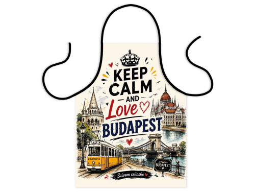 (TK096) Budapest Hungary Kötény – Keep Calm Love Budapest Kötény – Budapest Hungary Ajándék