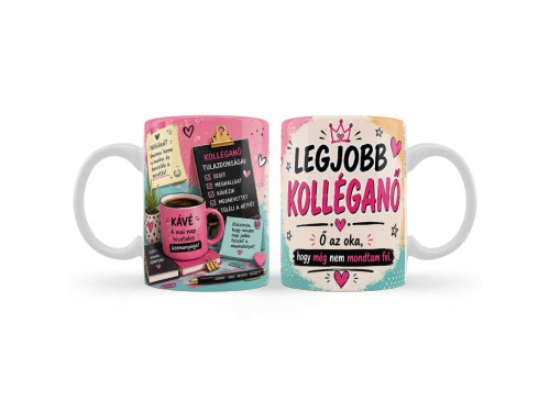 (B1441) Vicces Bögre 3 dl - Legjobb Kolléganő | Legjobb Kolléganő Ajándék - Humoros Bögre
