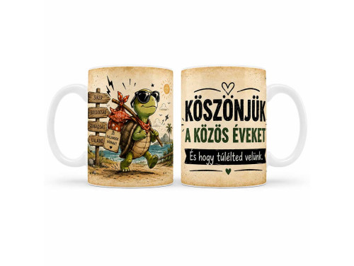 (B1469) Vicces Munkahelyi Búcsúztató Bögre – Köszönjük a Közös Éveket – Ajándék Kollégának