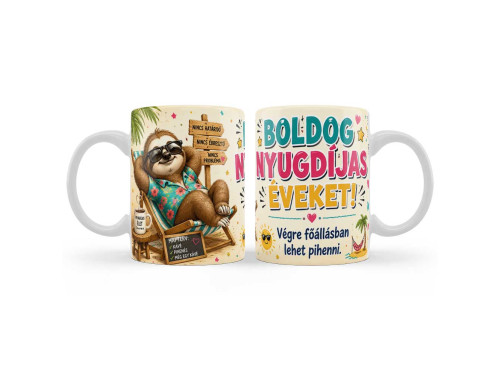 (B1472) Vicces Nyugdíjas Bögre – Boldog Nyugdíjas Éveket! – Ajándék Nyugdíjba Vonulásra