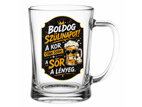 (SS394) Boldog Szülinapot Vicces Söröskorsó 500 ml – A kor csak szám, a sör a lényeg