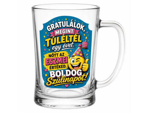 (SS395) Vicces Születésnapi Söröskorsó 500 ml – Gratulálok, megint túléltél egy évet