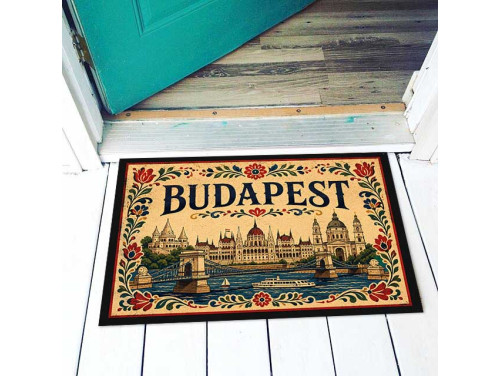 Hungary Lábtörlő - Budapest lábtörlő kalocsai mintával 40×60 cm – Magyaros Hungary ajándék