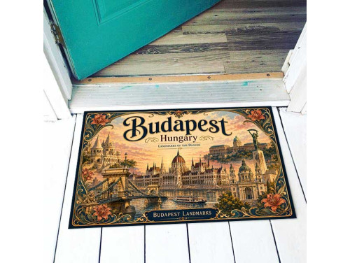 Hungary Lábtörlő - Budapest Landmarks lábtörlő 40×60 cm – Budapest nevezetességei Hungary ajándék